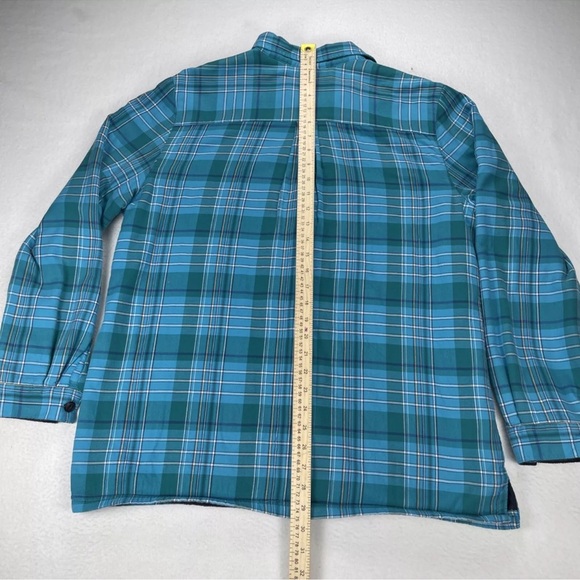 LL Bean Shacket Womens Large Blue White Plaid Fleece Lined Button Up Barn Chore - Picture 11 of 11